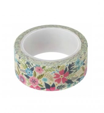 Клейкая WASHI-лента для декора, 15 мм х 5 м, ассорти, рисовая бумага