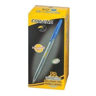 Ручка шариковая CORVINA (Италия) "51 Classic", СИНЯЯ, корпус прозрачный, узел 1 мм, линия письма 0,7 мм, 40163
