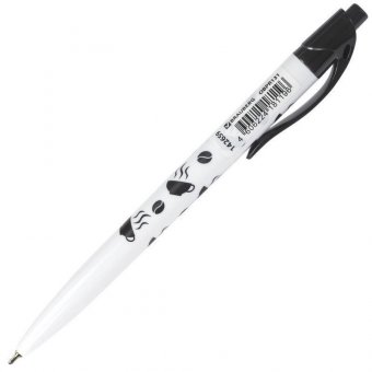 Ручка шариковая масляная автоматическая BRAUBERG BLACK&WHITE "Coffee", СИНЯЯ, узел 0,7 мм, линия письма 0,35 м