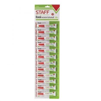 Клей моментальный (суперклей) STAFF НОВАЯ УПАКОВКА, 3 г, на ленте, 604224