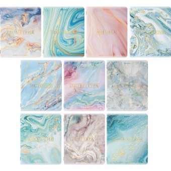 Тетради предметные со справочным материалом, КОМПЛЕКТ 10 ПРЕДМЕТОВ, "PASTEL", 48 л., SoftTouch, фольга, BRAUBE