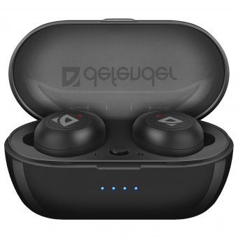 Наушники с микрофоном (гарнитура) DEFENDER TWINS 638, Bluetooth, беспроводные, черные, 63638