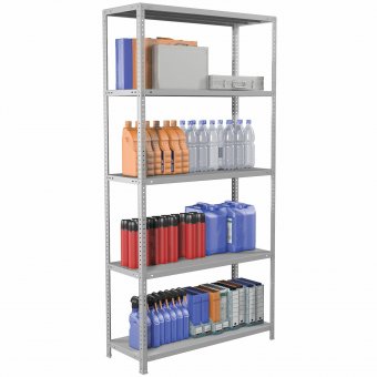 Стеллаж металлический BRABIX "MS Plus-200/40-5", 2000х1000х400 мм, 5 полок, регулируемые опоры, 291109, S241BR
