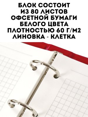 Тетрадь на кольцах А5 180х220 мм, TouchLife 80 л, клетка