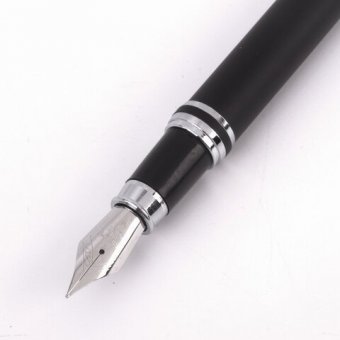 Набор ручек подарочных BRAUBERG Duetto, СИНИЕ, 2 шт: шариковая, перьевая, черный с хромированными деталями, 14