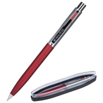 Ручка подарочная шариковая BRAUBERG "Cornetto", СИНЯЯ, корпус серебристый с бордовым, линия письма 0,5 мм, 143