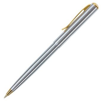 Ручка подарочная шариковая BRAUBERG Maestro, СИНЯЯ, корпус серебристый с золотистым, линия письма 0,5 мм, 1434