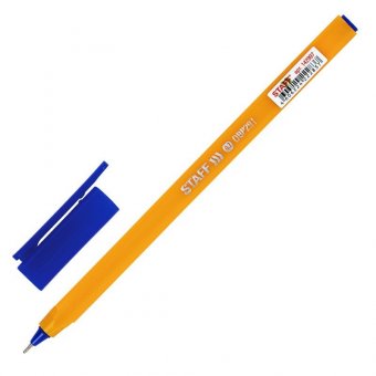 Ручка шариковая масляная STAFF EVERYDAY OBP-291, СИНЯЯ, трехгранная, корпус оранжевый, линия письма 0,35 мм, 1