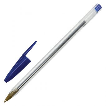 Ручка шариковая STAFF "Basic Budget BP-04", СИНЯЯ, линия письма 0,5 мм, с штрихкодом, 143868