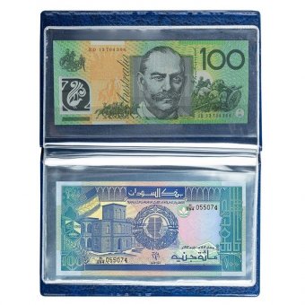 Альбом нумизмата для 24 бон (купюр), 125х185 мм, ПВХ, синий, STAFF, 238079