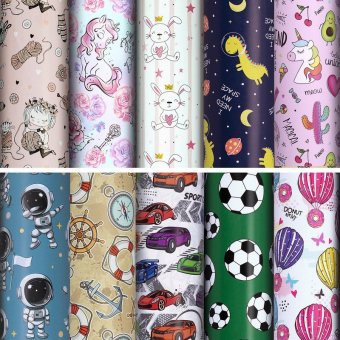 Бумага упаковочная "For Kids", 70x100 см, 10 дизайнов ассорти, ЗОЛОТАЯ СКАЗКА, 591918
