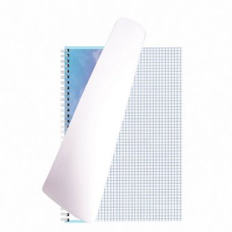 Тетрадь А4, 80 л., BRAUBERG, гребень, клетка, глянцевый лак, "CLOUD", 404053