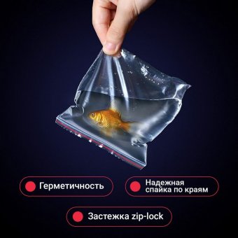 Пакеты ZIP LOCK "зиплок" ОЧЕНЬ ПРОЧНЫЕ, комплект 100 шт., 10х15 см, ПВД, 80 мкм, BRAUBERG EXTRA, 608176