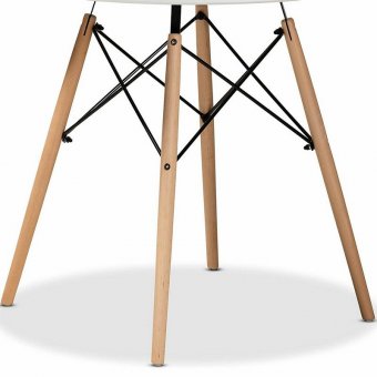Стол обеденный BRABIX "Eames T-01", круглый диаметр 80 см, опоры дерево, пластик белый, 532633