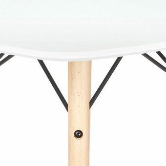 Стол обеденный BRABIX "Eames T-01", круглый диаметр 80 см, опоры дерево, пластик белый, 532633