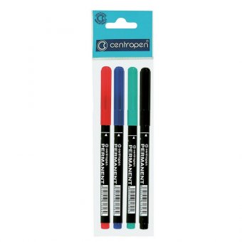 Маркеры перманентные CENTROPEN 2536, НАБОР 4 ЦВЕТА, тонкий наконечник, 1 мм, 2536/4, 6 2536 0401