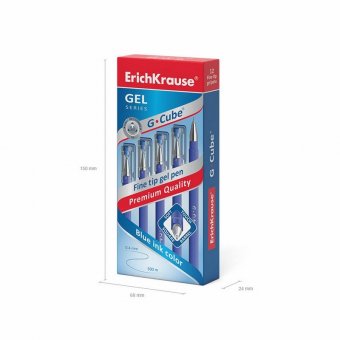 Ручка гелевая ERICH KRAUSE "G-cube", СИНЯЯ, корпус прозрачный, игольчатый узел 0,5 мм, линия письма 0,4 мм, 46