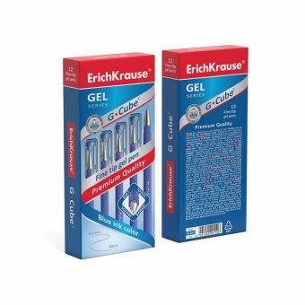 Ручка гелевая ERICH KRAUSE "G-cube", СИНЯЯ, корпус прозрачный, игольчатый узел 0,5 мм, линия письма 0,4 мм, 46