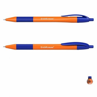Ручка шариковая масляная автоматическая с грипом ERICH KRAUSE "U-209 Orange", СИНЯЯ, узел 1,0 мм, линия письма