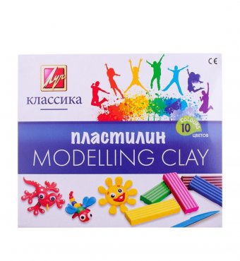 Пластилин "Классика" 10 цветов, 200гр, cо стеком