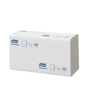 Полотенца бумажные листовые TORK Universal (ZZ-сложение)(H3), 1 слой, 250л/пач, белые