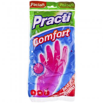 Перчатки резиновые PACLAN "PRACTI" COMFORT L, пара розовые