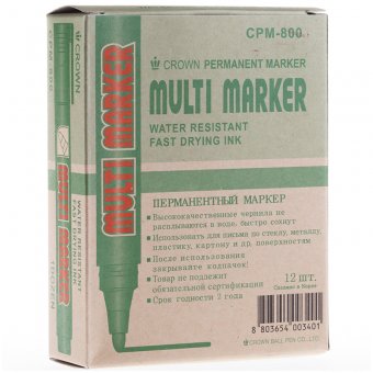 Маркер перманентный "MULTI MARKER" зеленый, пулевидный, 3мм