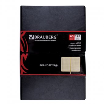 Бизнес-тетрадь BRAUBERG (БРАУБЕРГ) А5, 148х218 мм, "BLAСK JAСK" ("Блек Джек"), "гладкая кожа"