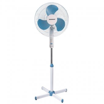 Вентилятор напольный SONNEN SF-45W-40-02, d=40 см, 45 Вт, 3 скоростных режима, белый/синий
