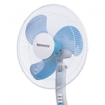 Вентилятор напольный SONNEN SF-45W-40-02, d=40 см, 45 Вт, 3 скоростных режима, белый/синий