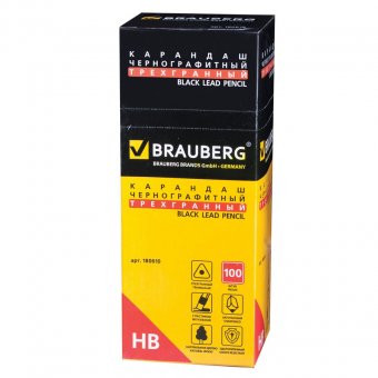 Карандаш чернографитный BRAUBERG (БРАУБЕРГ) "Alderida", НВ, трехгранный, черный и серебристый, с резинкой, зат