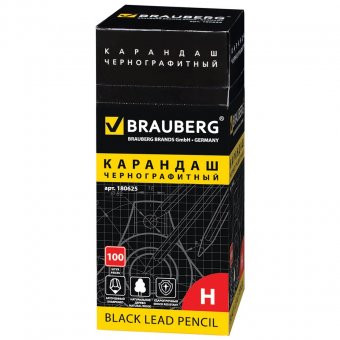 Карандаш чернографитный BRAUBERG (БРАУБЕРГ) "TouСh line", Н, черный, без резинки, заточенный, картонная упаков