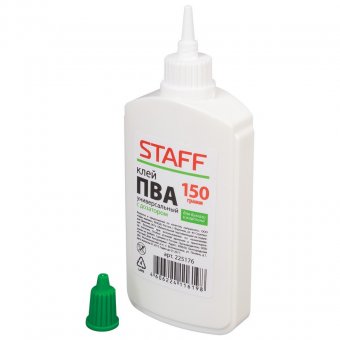 Клей ПВА STAFF, эконом, 150 г, с дозатором