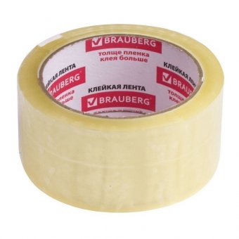 Клейкие ленты 48 мм х 60 м, упаковочные, BRAUBERG (БРАУБЕРГ), комплект 6 шт., прозрачные