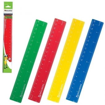 Линейка BRAUBERG "Сrystal Vivid" (БРАУБЕРГ "Кристалл вивид"), 20 см, непрозрачная, флуоресцентная ассорти, упа