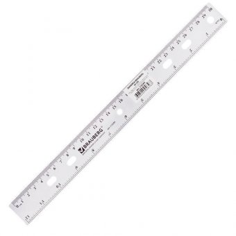 Линейка BRAUBERG "Сrystal", 30 см, прозрачная