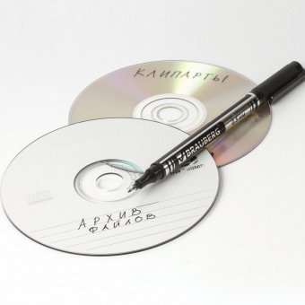 Маркер для СD и DVD BRAUBERG, супертонкий металлический наконечник 0,5 мм, черный