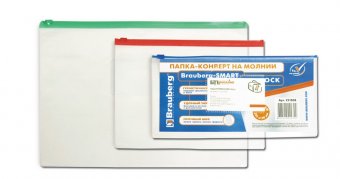 Папка-конверт на молнии BRAUBERG "Smart (БРАУБЕРГ "Смарт"), А4, 335х238 мм, карман для визитки, 0,15 мм