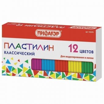 Пластилин STAFF, 12 цветов, 120 г