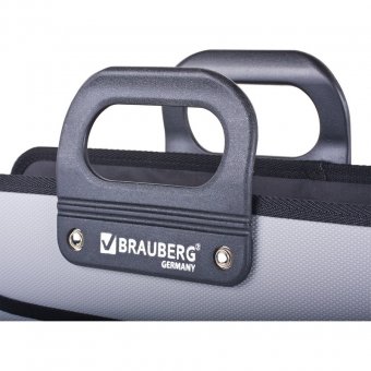 Портфель пластиковый BRAUBERG премьер, А4, 390х315х120 мм, 3 отделения, на молнии, серый