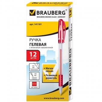 Ручка гелевая BRAUBERG "Geller" (БРАУБЕРГ "Геллер"), корпус прозрачный, игольчатый пишущий узел 0,5мм, резинов