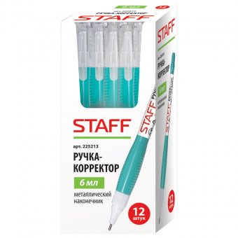 Ручка-корректор STAFF эконом, 6 мл, метал. наконечник, 22хххх