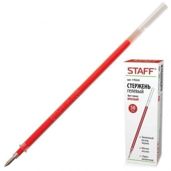 Стержень гелевый STAFF, 135 мм, евронаконечник 0,5 мм, красный