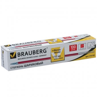 Стержень шариковый BRAUBERG "Line" (БРАУБЕРГ "Лайн"), 152 мм, евронаконечник, 1 мм, красный