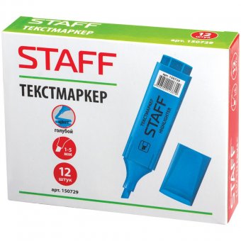 Текстмаркер STAFF эконом, скошенный наконечник 1-5 мм, голубой