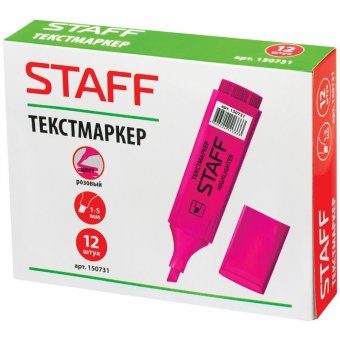 Текстмаркер STAFF эконом, скошенный наконечник 1-5 мм, розовый