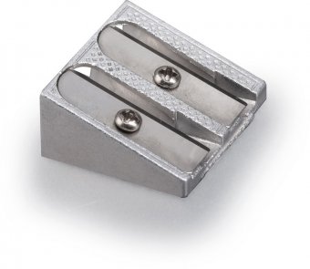 Точилка BRAUBERG "Style", металлическая клиновидная, 2 отверстия, в картонной коробке