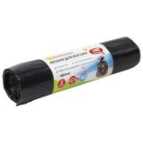 Мешки для мусора 240 л, черные, в рулоне 5 шт, ПВД, 30 мкм, 90х130 см (±5%), эконом, ЛЮБАША, 605338