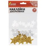 Наклейки из EVA "Звезды", 30 шт, ассорти, 3 цвета, ОСТРОВ СОКРОВИЩ, 661457