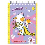 Блокнот МАЛЫЙ ФОРМАТ (75х105 мм) А7, 40 л, гребень, картон, клетка, ЮНЛАНДИЯ, "МУЛЬТЯШКИ", 129860